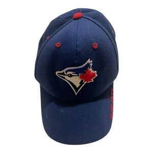 RARE Blue Jays Cap Red Button Eyelets & Letters 100% Cotton Snapback Hat OSFA